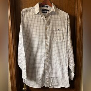 EUC Daniel Cremieux Large Dress Shirt. White with Blue Design. Worn Once.